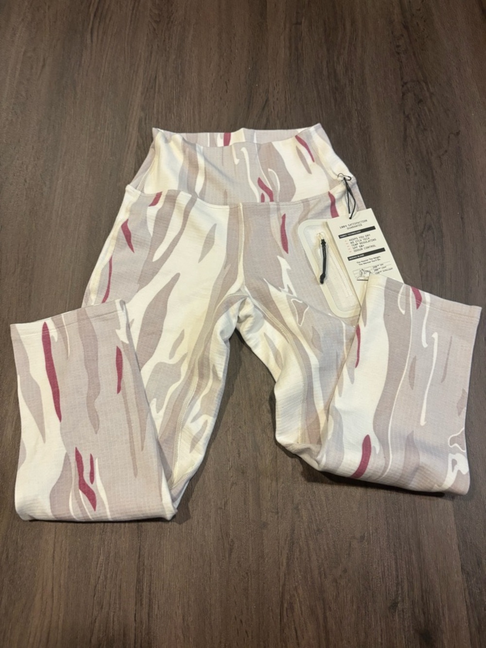 LÉ BENT Abstract High-Waist Leggings in Cream, Taupe & Mauve Accent